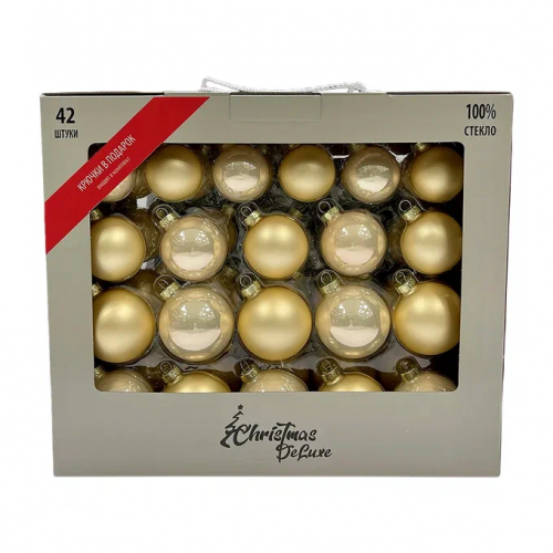 Набор стеклянных шаров Золотые огоньки 42 шт., Christmas De Luxe (89579-89958)