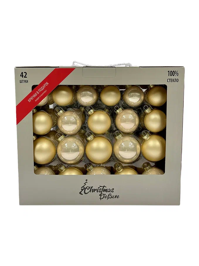 Набор стеклянных шаров Золотые огоньки 42 шт., Christmas De Luxe (89579-89958)