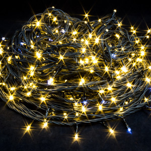Светодиодная нить с мерцающим диодом 40 м., 220V, 400 теплых белых LED, черный ПВХ IP 54, соединяемая, Winner (ww.01.6B.400.F+)