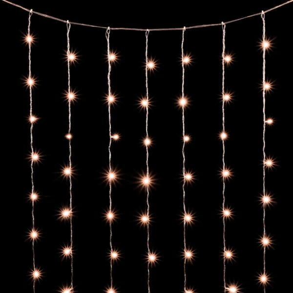 Светодиодный занавес 2*2 м., 400 экстра теплых белых LED ламп, облегченный, прозрачный провод ПВХ, LTC (PCL400NOT-10-2EWW)  