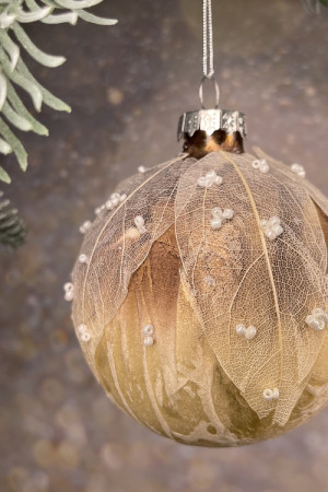 Набор стеклянных шаров Райский сад 80 мм., 12 шт., песочный, Christmas DeLuxe (86802) 