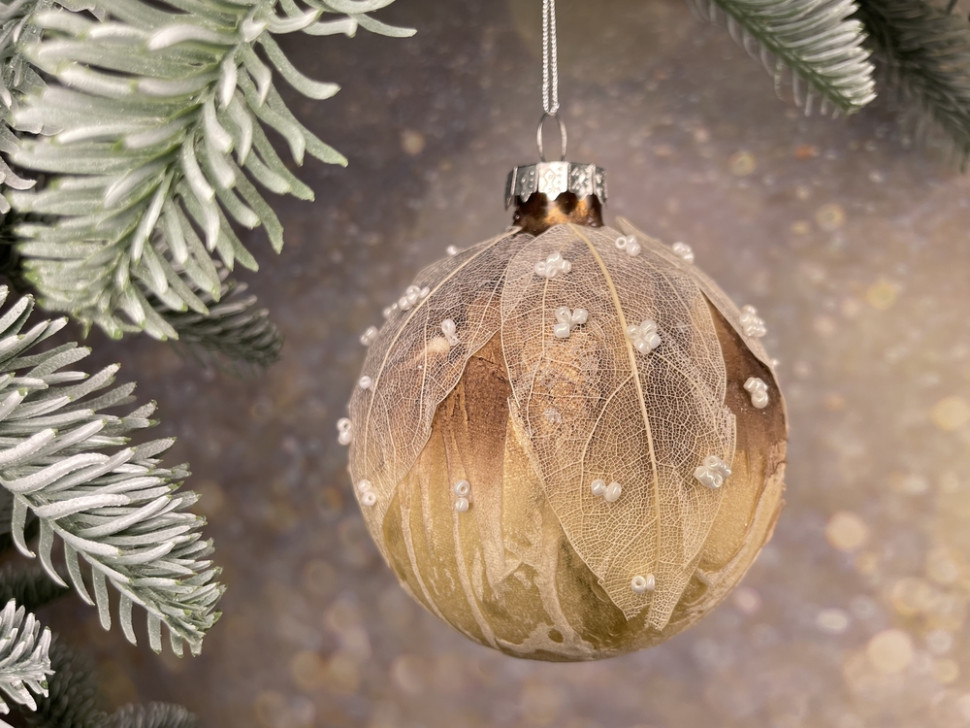 Набор стеклянных шаров Райский сад 80 мм., 12 шт., песочный, Christmas DeLuxe (86802) 