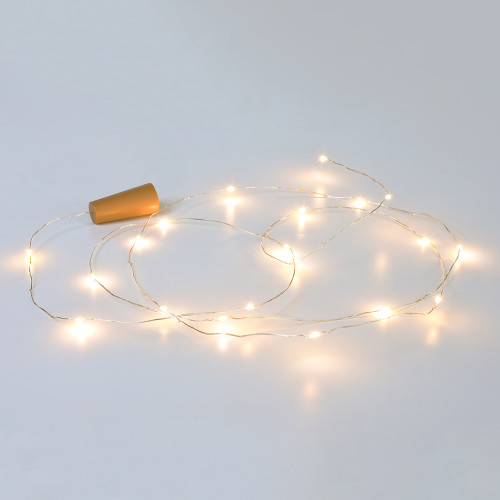 Электрогирлянда &quot;Пробка&quot; 10 тёплых LED ламп РОСА, серебристый провод, 1 м., на бат., VEGAS(55128)