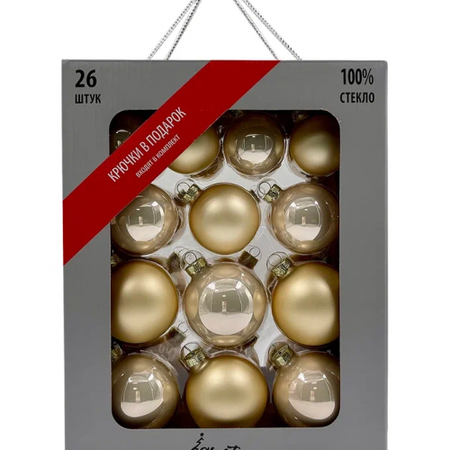 Набор стеклянных шаров Шампань 26 шт., Christmas DeLuxe (86450)