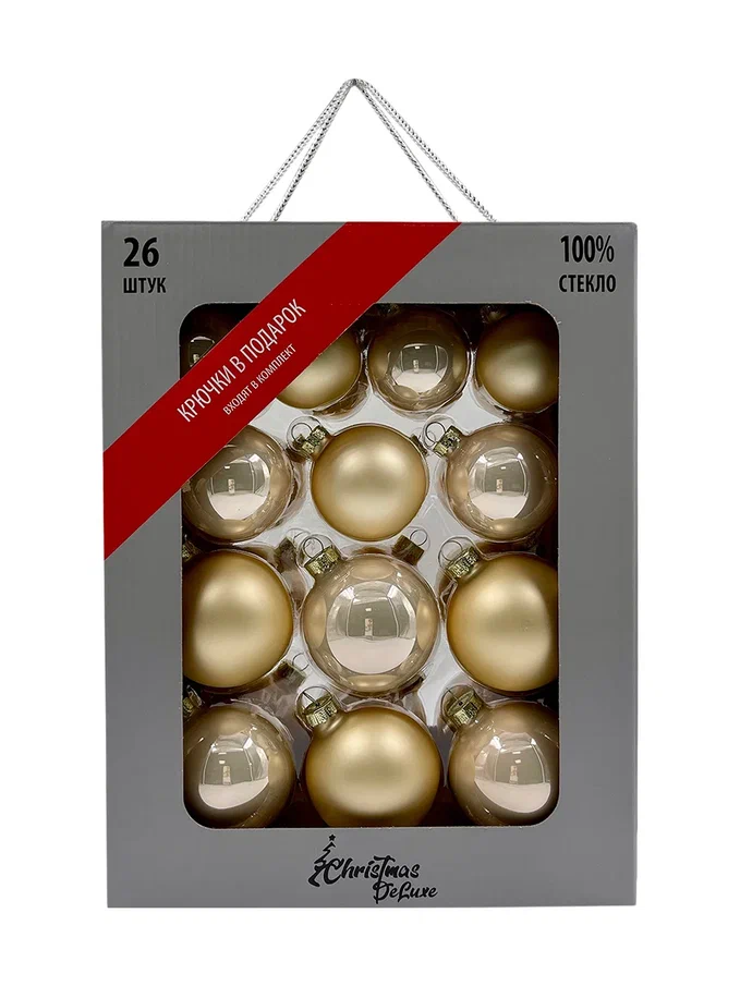 Набор стеклянных шаров Шампань 26 шт., Christmas DeLuxe (86450)
