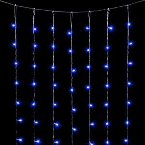 Светодиодный занавес 2*2 м., 400 синих LED ламп, облегченный, прозрачный провод ПВХ, LTC (PCL400NOT-10-2B)