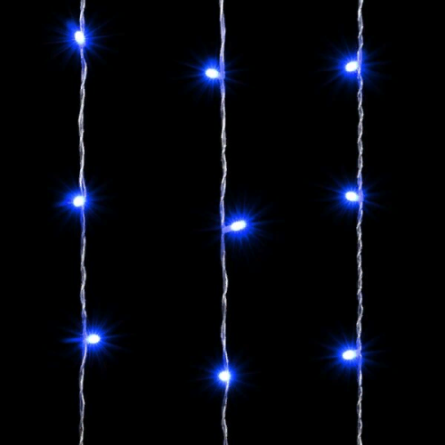 Светодиодный занавес 2*2 м., 400 синих LED ламп, облегченный, прозрачный провод ПВХ, LTC (PCL400NOT-10-2B)