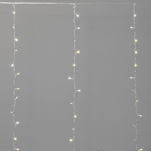 Светодиодный занавес 5.5*3 м., 360 теплых белых LED ламп, облегченный, с мерцанием белого диода, 220В., прозрачный провод ПВХ, IP54, LTC (PCL360NOTBLW-10-2WW)