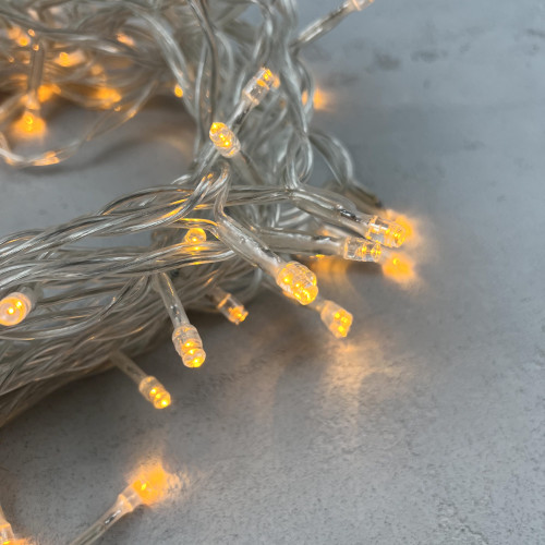 Светодиодная нить 100 желтых LED ламп, 10 м., 220-230В., прозрачный провод ПВХ, LTC (PST100-10-2Y)