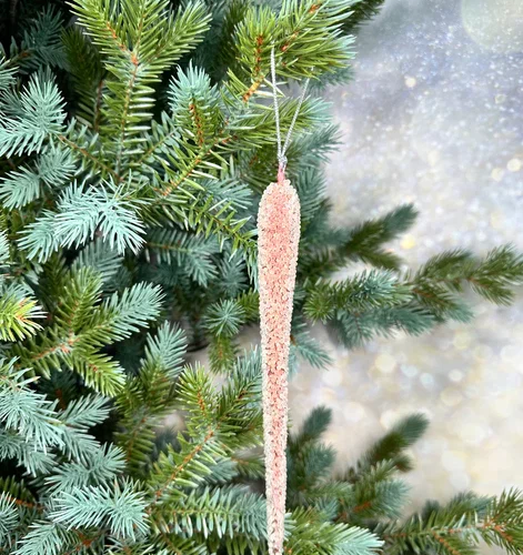 Сосулька Хрустальная капель 23 см., коралловый, 1 шт., Christmas DeLuxe (86607)