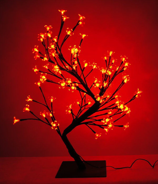 Светодиодная композиция Бонсай, цветы сакуры 60 см., 96 красных LED ламп, Beauty Led (JY82054D)