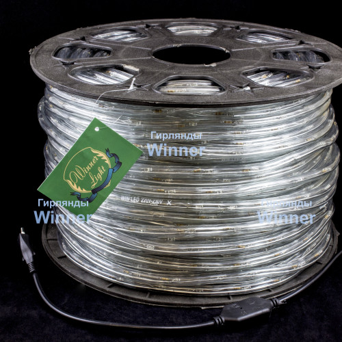 Дюралайт круглый Ø 10.5 мм., 220V, 3-жилы, синие LED лампы 24 шт на 1 м., бухта 50 м, силикон, Winner (05.50.10,5.24B)