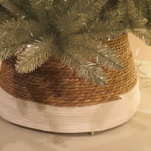 Джутовая корзина под елку 26х58 см., коричневая с белой полосой, Christmas DeLuxe (86499)