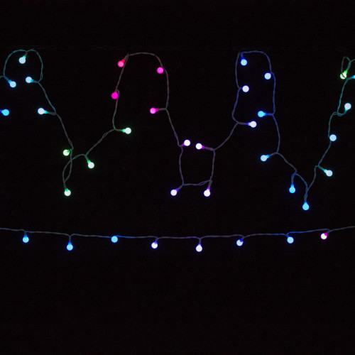 Светодиодная нить шарики с пультом 11,5 м., 220V, 96 разноцветных LED ламп, диаметр шарика 1.6 см, белый провод, Winner Light (m.01.5W.96-1.6ball)