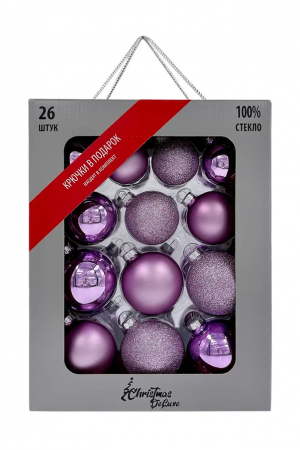 Набор стеклянных шаров Лавандовый микс 26 шт., Christmas DeLuxe (86774)