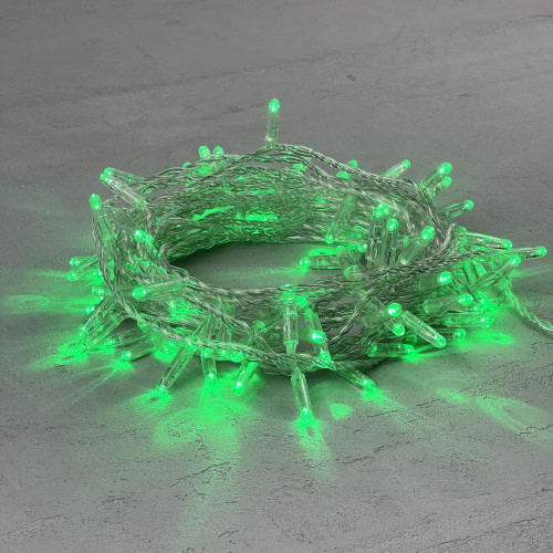 Светодиодная гирлянда с колпачком 100 зеленых LED ламп 10 м., 220-230 В., прозрачный провод ПВХ, IP65, LTC (PST100CAP-10-2G)