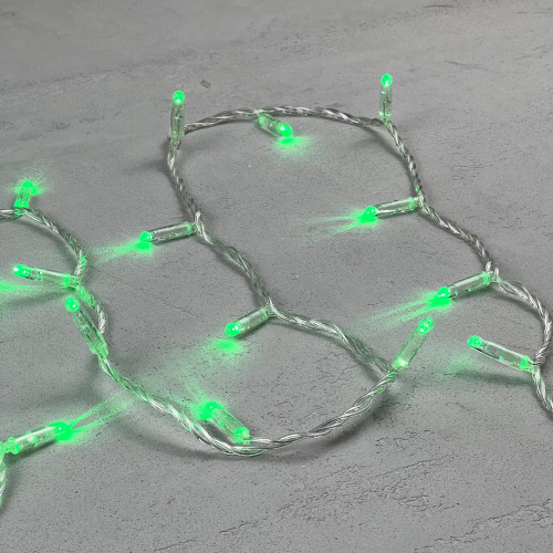 Светодиодная гирлянда с колпачком 100 зеленых LED ламп 10 м., 220-230 В., прозрачный провод ПВХ, IP65, LTC (PST100CAP-10-2G)