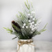 Новогодняя настольная композиция с белыми ягодами и шишкой 35 см., Christmas DeLuxe (89295)