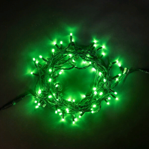 Светодиодная гирлянда с колпачком 75 зеленых LED ламп 10 м., 24В., черный каучуковый провод, IP65, LTC (LL75-1-1G)