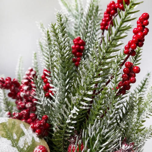 Новогодняя настольная композиция с красными ягодами 35 см., Christmas DeLuxe (89296)