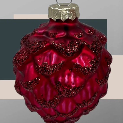 Набор стеклянных кедровых шишек 7 см., 12 шт., бордо, Christmas DeLuxe (14726)
