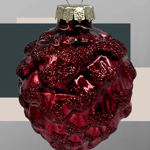 Набор стеклянных кедровых шишек 7 см., 12 шт., бордо, Christmas DeLuxe (14726)
