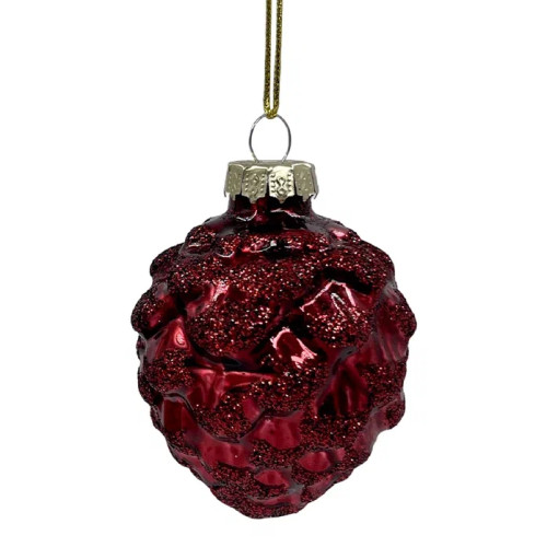 Набор стеклянных кедровых шишек 7 см., 12 шт., бордо, Christmas DeLuxe (14726)