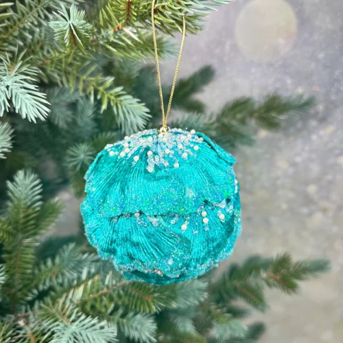 Винтажный шар Сокровища Посейдона - Порфира,10 см., бирюзовый, 1 шт., Christmas DeLuxe (86565)