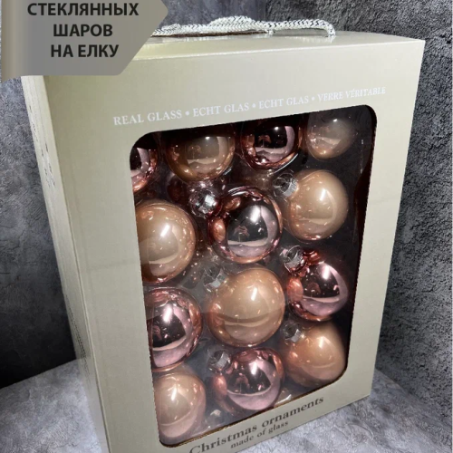 Набор стеклянных шаров Розовый, 26 шт., Christmas DeLuxe (83123-86455)