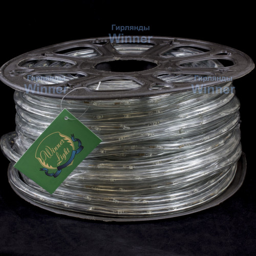 Дюралайт круглый Ø 13 мм., 220V, 3-жилы, теплые белые LED лампы 32 шт на 1 м., бухта 50 м, силикон, Winner (05.50.13.32WW)