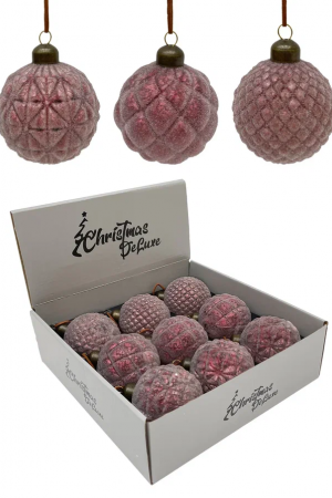 Набор винтажных стеклянных шаров Клюква в сахаре 80 мм., бордо, 9 шт., Christmas DeLuxe (13036)