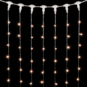Светодиодный занавес с колпачком 2*3 м., 600 экстра теплых белых LED ламп, прозрачный провод ПВХ, IP65, LTC (PCL602CAP-10-2EWW)