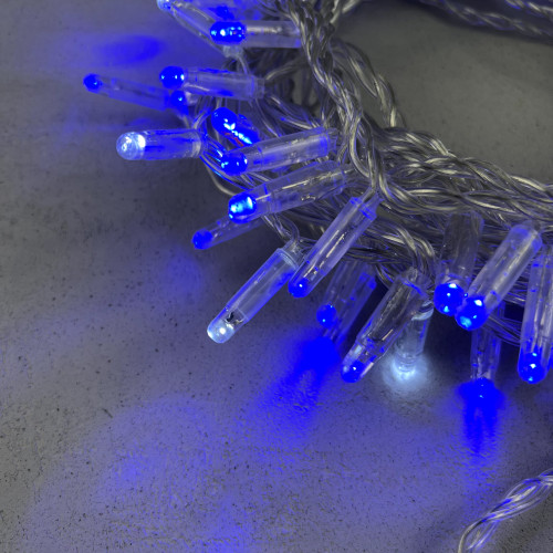 Светодиодная гирлянда с колпачком 100 синих LED ламп 10 м., мерцание, 220-230 В., прозрачный провод ПВХ, IP65, LTC (PST100BLWCAP-10-2B)