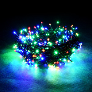 Светодиодная нить 5 м., 50 разноцветных LED ламп, зеленый провод, Vegas (55058)