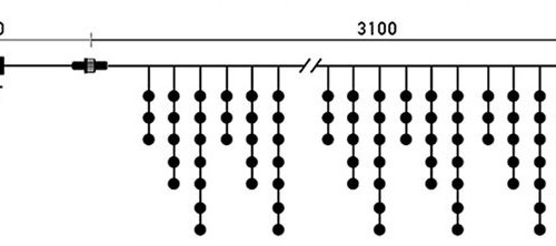 Светодиодная бахрома 3,1*0,5 м.,150 экстра теплых белых LED ламп, мерцание, прозрачный провод ПВХ, LTC (PIL150BLW-10-2EWW)