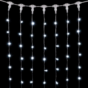 Светодиодный занавес с колпачком 1*6 м., 600 белых LED ламп, прозрачный провод ПВХ, IP65, LTC (PCL601CAP-10-2W)
