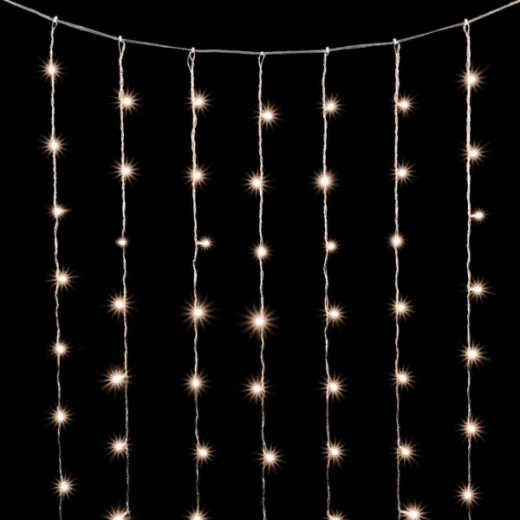 Светодиодный занавес 2*2 м., 400 теплых белых LED ламп, облегченный, прозрачный провод ПВХ, LTC (PCL400NOT-10-2WW) — 