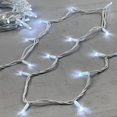 Гирлянда Нить 10 м., холодный белый, 220В, 75 LED, Провод Белый Каучук, IP65, LTC (LL75-8-2W) 
