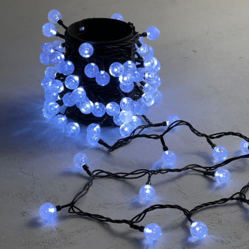 Светодиодная гирлянда шарики Пузырьки 10 м., 220V., 100 белых  LED ламп 23 мм., коннектор, черный ПВХ, LTC (PCS-100B-W)