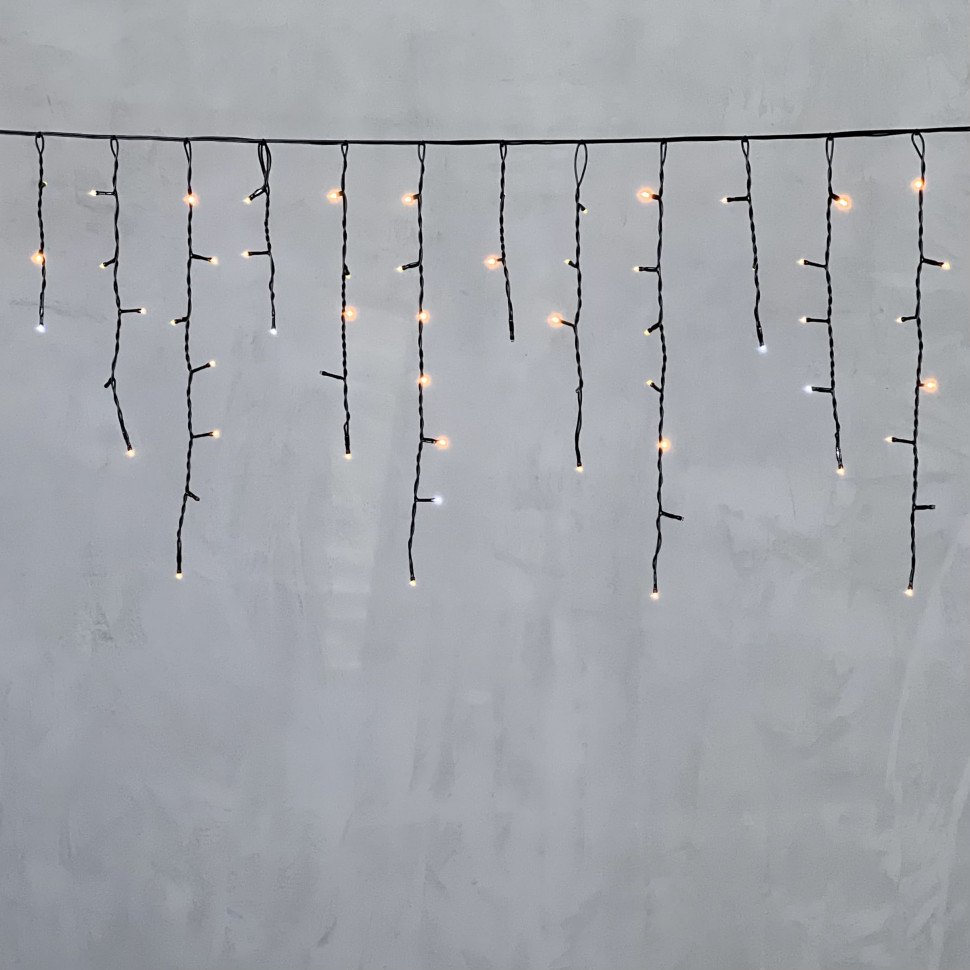 Светодиодная бахрома 3,1*0,5 м., 150 экстра теплых белых LED ламп, мерцание, черный провод ПВХ, LTC (PIL150BLW-11-2EWW)