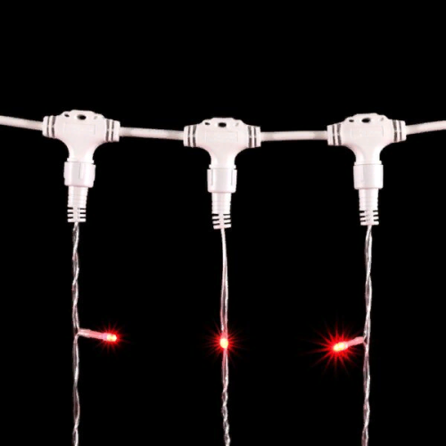 Светодиодный занавес 2*2 м., 400 красных LED ламп, прозрачный провод ПВХ, LTC (PCL402-10-2R)