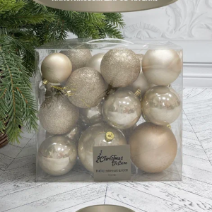 Набор пластиковых шаров Эллада 26 шт., шампань, Christmas DeLuxe (87028)