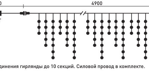 Светодиодная бахрома 4,9*0,5 м., 240 экстра теплых белых LED, мерцание, прозрачный провод ПВХ, Beauty Led (PIL240BLW-10-2EWW)