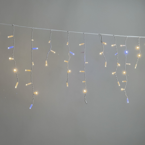 Светодиодная бахрома 3,1*0,5 м., 120 LED, тепло-белый, мерцание, белый провод каучук, LTC (ECO120BLW-8-2WW)