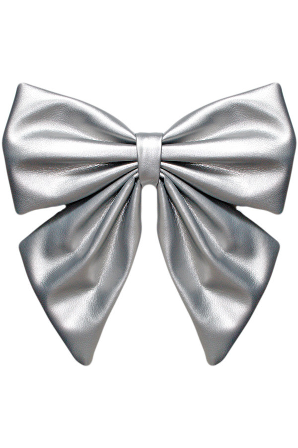 Елочное украшение Бант, 300 мм., серебро, Эко-кожа, ПромЕлка (БТ3-300SILVER)