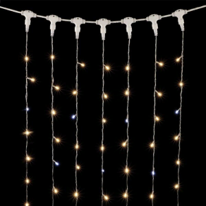 Светодиодный занавес 2*2 м., 400 теплых белых LED ламп, мерцание, прозрачный провод ПВХ, LTC (PCL402BLW-10-2WW)