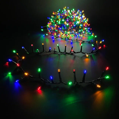 Светодиодная нить Snake Light 1000 разноцветных ламп, 20 м., 24В, 8 режимов, зеленый провод, для елки 230-260 см., Christmas DeLuxe (83779)