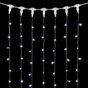 Светодиодный занавес 2*2 м., 400 белых LED ламп, мерцание, прозрачный провод ПВХ, LTC (PCL402BLW-10-2W)