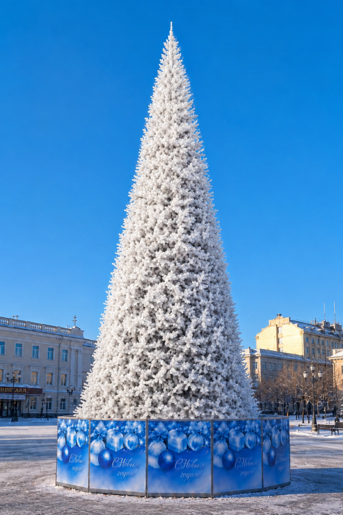Уличная ствольная елка Альпийская Люкс 16 м., ПВХ, белая, ЕлкиТорг (3031600)