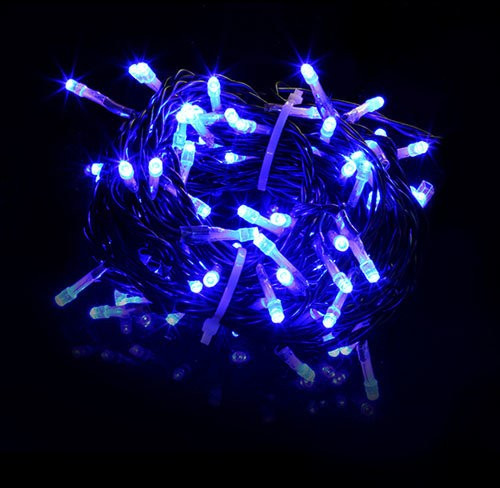 Светодиодная гирлянда мерцающая 10 м, 220-230V., 100 синих LED ламп, черный ПВХ, Beauty Led (PST100BL-11-2B)